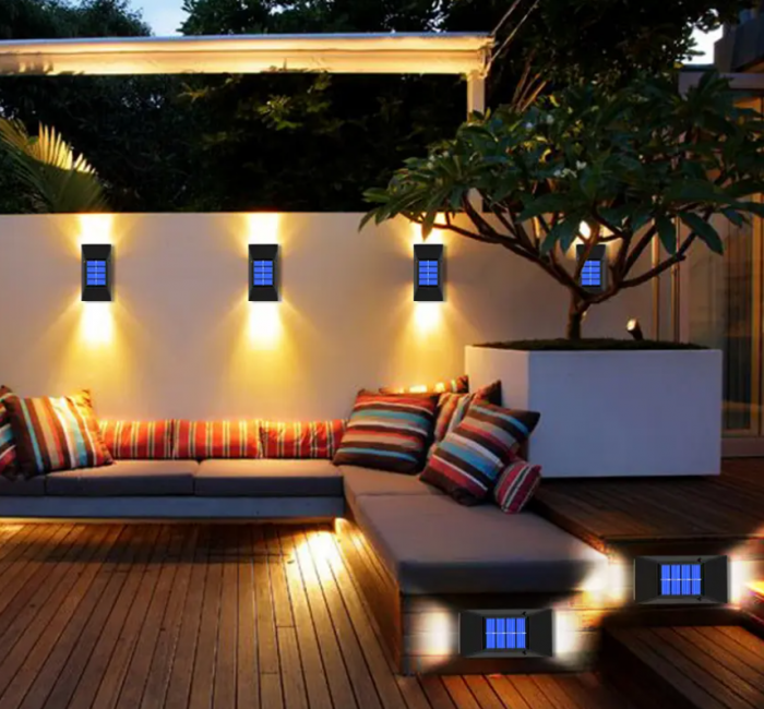 Set 2 lampi de perete, 6 LED, incarcare solara, alb cald, 15W [5]