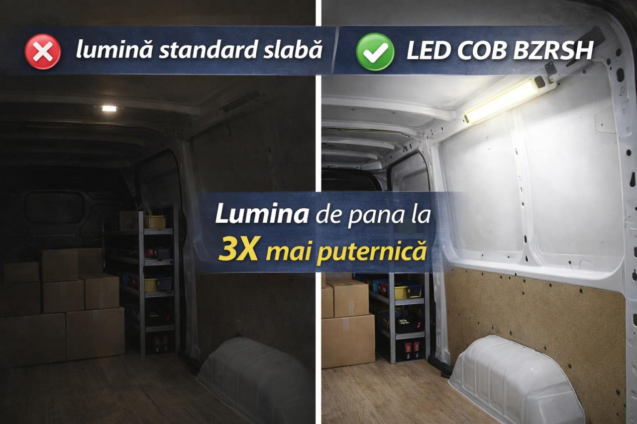 Set 2 Lampi LED COB 156 LED 20W 12-24V BZRSH pentru Dubă, Camion, Rulotă – Iluminare Compartiment Marfă, Lumina Alb Rece 6000K, Cu Intrerupator [2]