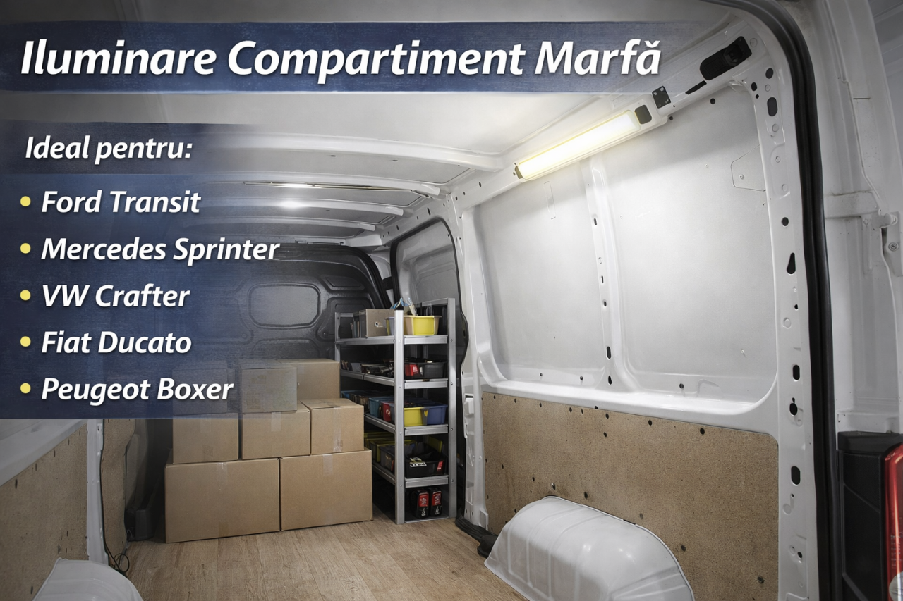 Set 2 Lampi LED COB 108 LED 20W 12-24V, 25 cm,  BZRSH pentru Dubă, Camion, Rulotă - Iluminare Compartiment Marfă, Lumina Alb Rece 6000K, Cu Intrerupator [8]