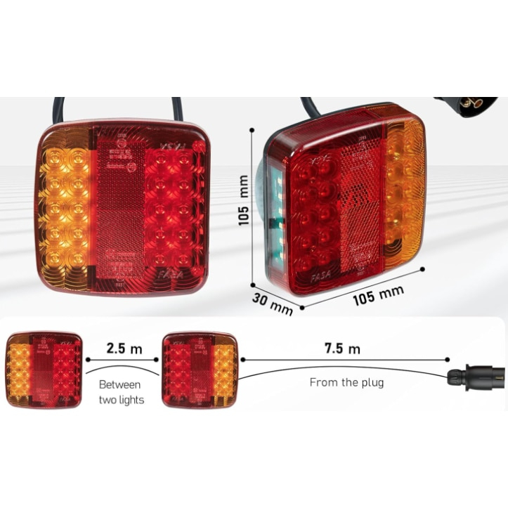 Set 2 lampi spate LED magnetice pentru remorca, platforma, 12-24V, cu cablu 7 metri, 4 functii [4]
