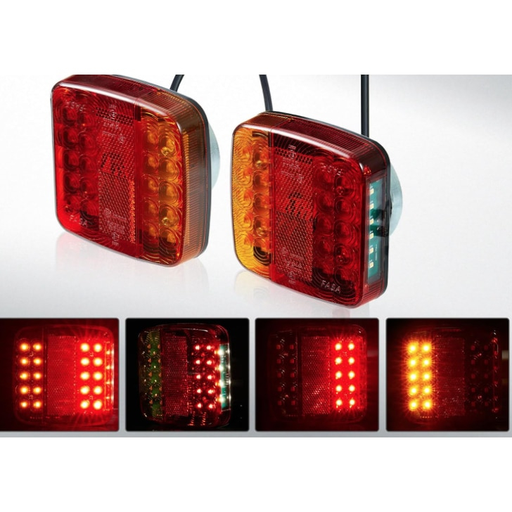 Set 2 lampi spate LED magnetice pentru remorca, platforma, 12-24V, cu cablu 7 metri, 4 functii [3]