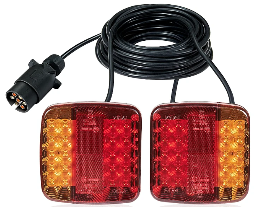Set 2 lampi spate LED magnetice pentru remorca, platforma, 12-24V, cu cablu 7 metri, 4 functii [1]