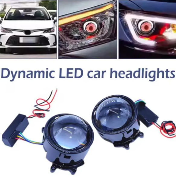 Set 2 Lupe Devil Eyes cu Display LED de 3 inch, Telecomanda, 6 Moduri de Iluminare, Ideale pentru Retrofit Faruri sau Proiectoare, Compatibile cu diverse modele auto, rezistenta IP67, BZRSH [2]
