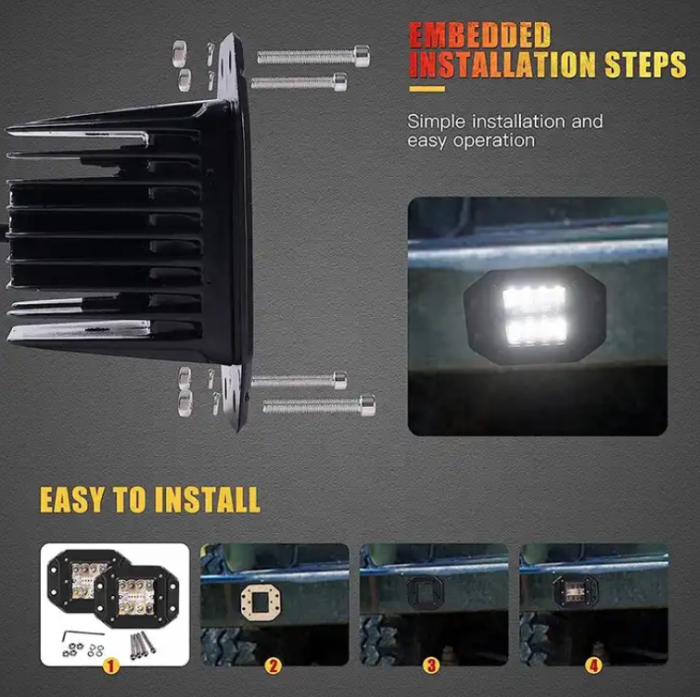 Set 2 Proiectoare auto LED 48W, 14LED 3 randuri 12/24V, aluminiu [7]