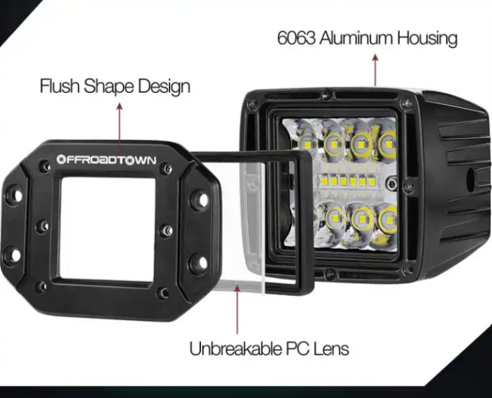 Set 2 Proiectoare auto LED 48W, 14LED 3 randuri 12/24V, aluminiu [4]
