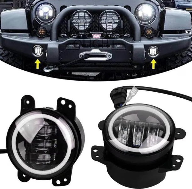 Set 2 proiectoare ceata 6 LED cu lumini de zi si semnalizare Angel Eyes, DRL, 98mm, lumina alba rece / galbena, mufa H11 [3]