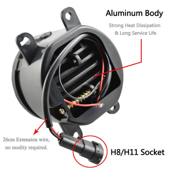 Set 2 proiectoare ceata LED Dacia, Renault, Nissan, lumina alba, diamentru 3.5" / 98mm, 30W, 12V, carcasa aluminiu, mufa H11, BZRSH [4]