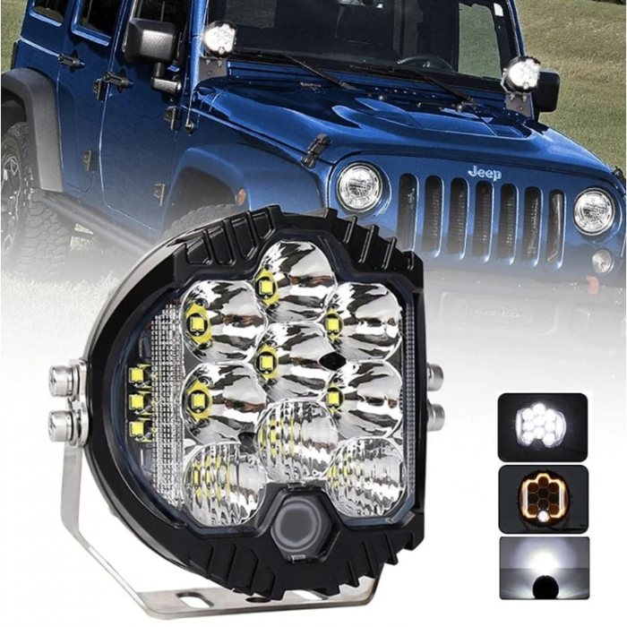 Set 2 Proiectoare LED auto Off-Road 230W, 12V-80V, lumina alb-galbena, BZRSH [2]