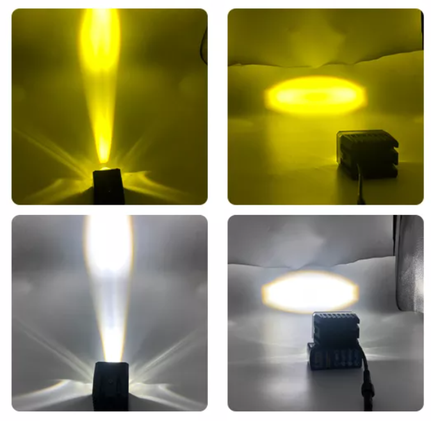 Set 2 proiectoare auto bi LED cu lupa, 70W, 3000K/6000K, lumina alb-galbena, Off Road [4]
