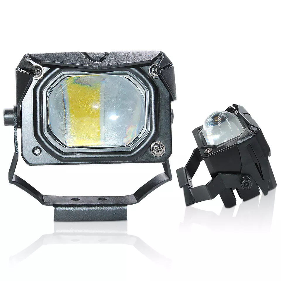 Set 2 proiectoare auto bi LED cu lupa, 70W, 3000K/6000K, lumina alb-galbena, Off Road [2]