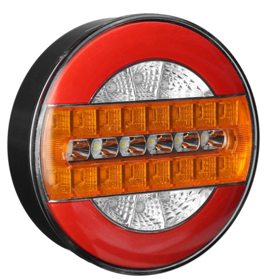 Set 2 Stopuri Auto LED Spate, Universale, diametru 140mm, pentru Remorca, Camion si Trailer, utilaje agricole, 12-24V, Semnalizare dinamica, Pozitie, STOP, rosu / galben / portocaliu [2]
