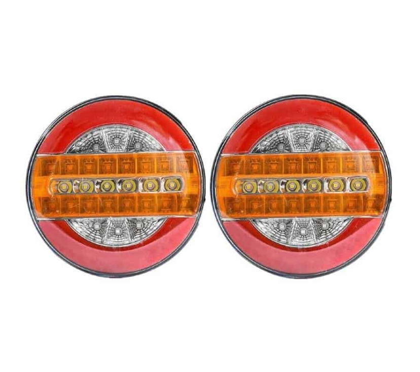 Set 2 Stopuri Auto LED Spate, Universale, diametru 140mm, pentru Remorca, Camion si Trailer, utilaje agricole, 12-24V, Semnalizare dinamica, Pozitie, STOP, rosu / galben / portocaliu [4]