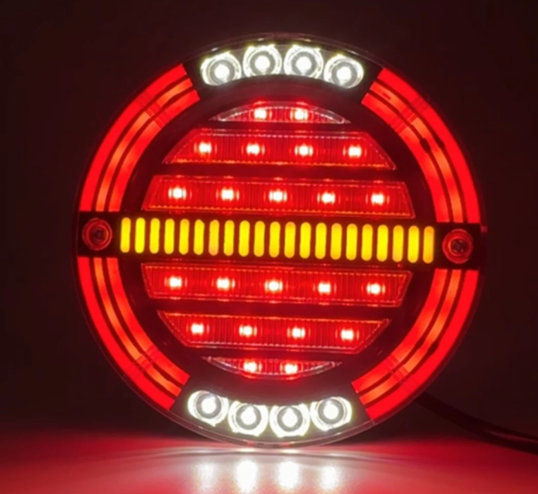 Set 2 Stopuri Auto LED Spate, Universale, diametru 140mm, pentru Remorca, Camion si Trailer, utilaje agricole, 12-24V, Semnalizare dinamica, Pozitie, STOP, rosu / galben [5]