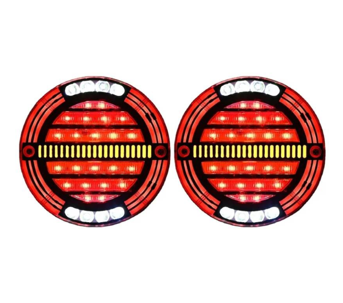 Set 2 Stopuri Auto LED Spate, Universale, diametru 140mm, pentru Remorca, Camion si Trailer, utilaje agricole, 12-24V, Semnalizare dinamica, Pozitie, STOP, rosu / galben [1]