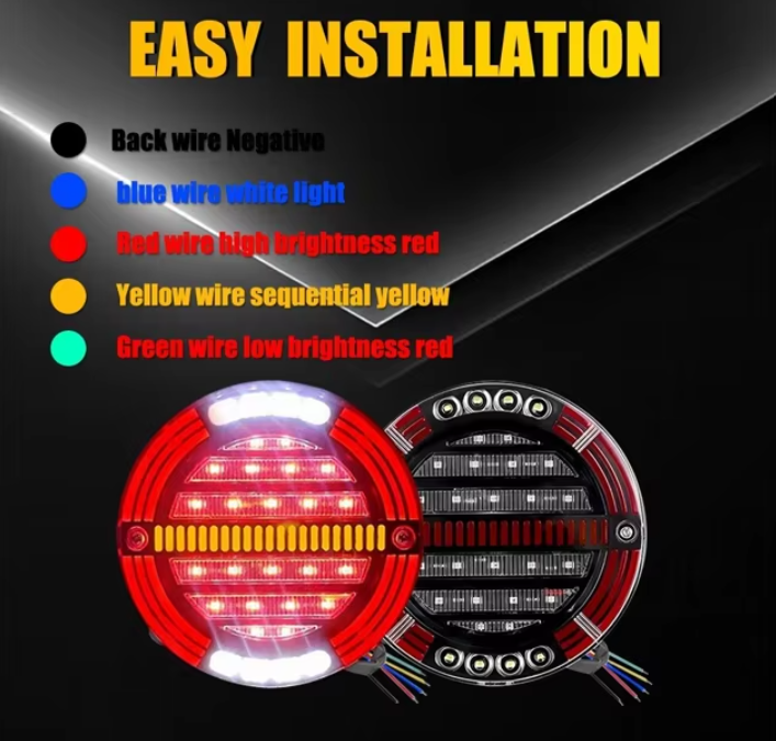 Set 2 Stopuri Auto LED Spate, Universale, diametru 140mm, pentru Remorca, Camion si Trailer, utilaje agricole, 12-24V, Semnalizare dinamica, Pozitie, STOP, rosu / galben [7]