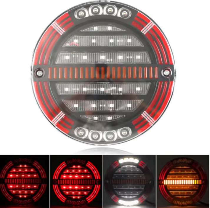 Set 2 Stopuri Auto LED Spate, Universale, diametru 140mm, pentru Remorca, Camion si Trailer, utilaje agricole, 12-24V, Semnalizare dinamica, Pozitie, STOP, rosu / galben [6]