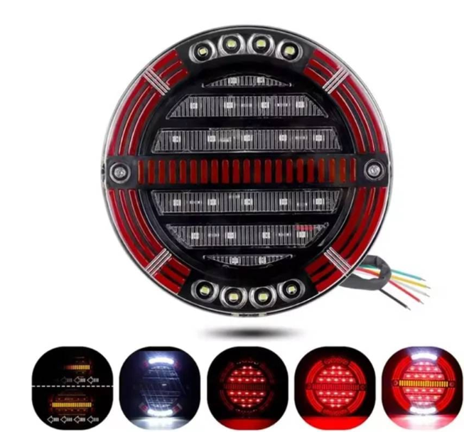 Set 2 Stopuri Auto LED Spate, Universale, diametru 140mm, pentru Remorca, Camion si Trailer, utilaje agricole, 12-24V, Semnalizare dinamica, Pozitie, STOP, rosu / galben [2]