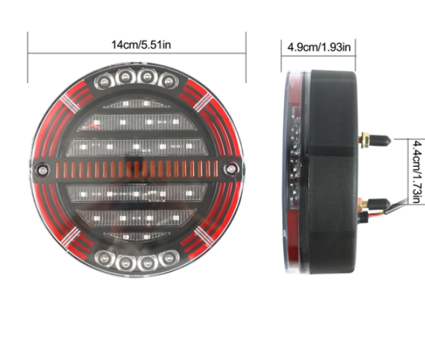 Set 2 Stopuri Auto LED Spate, Universale, diametru 140mm, pentru Remorca, Camion si Trailer, utilaje agricole, 12-24V, Semnalizare dinamica, Pozitie, STOP, rosu / galben [3]