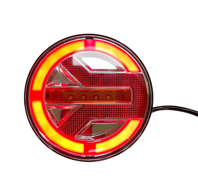 Set 2 Stopuri Auto LED Spate, Universale, diametru 140mm, pentru Remorca, Camion si Trailer, utilaje agricole, 12-24V, Semnalizare dinamica, Pozitie, STOP, rosu / galben / alb [2]