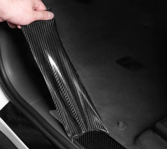 Set 2x Banda Protectie Auto 3D, BZRSH®, din Carbon, Pentru Prag, Usa, Bara, Bord, Impermeabila, Tuning Auto, 10 cm x 5 metri [2]