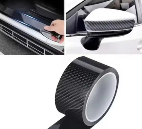 Set 2x Banda Protectie Auto 3D, BZRSH®, din Carbon, Pentru Prag, Usa, Bara, Bord, Impermeabila, Tuning Auto, 10 cm x 5 metri [5]