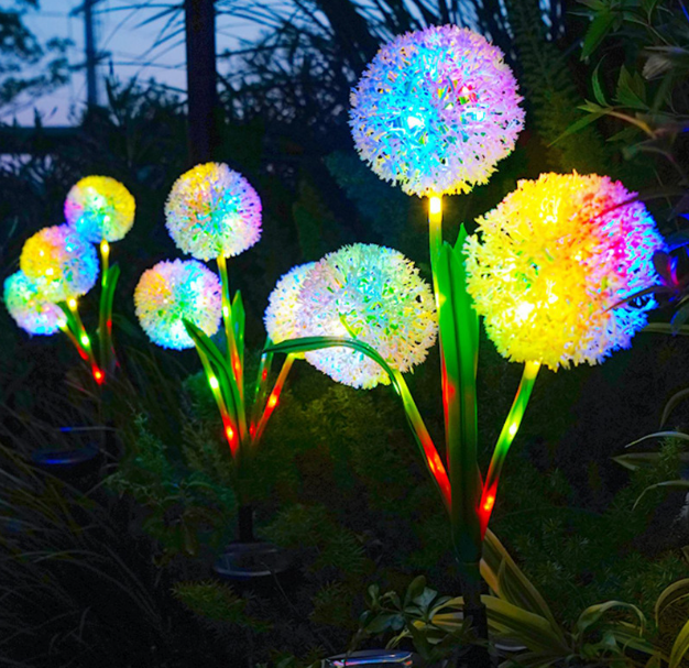 Set 2x Lampa cu incarcare solara pentru gradina, papadie, lumina multicolora [6]