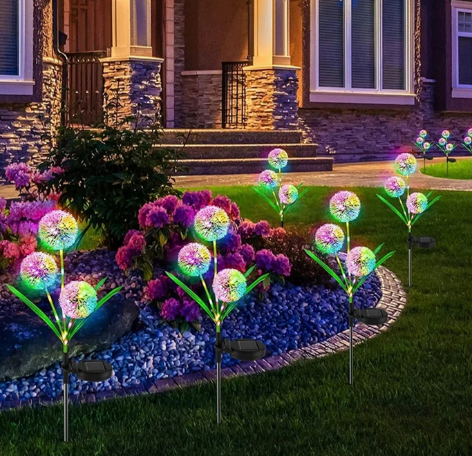 Set 2x Lampa cu incarcare solara pentru gradina, papadie, lumina multicolora [2]