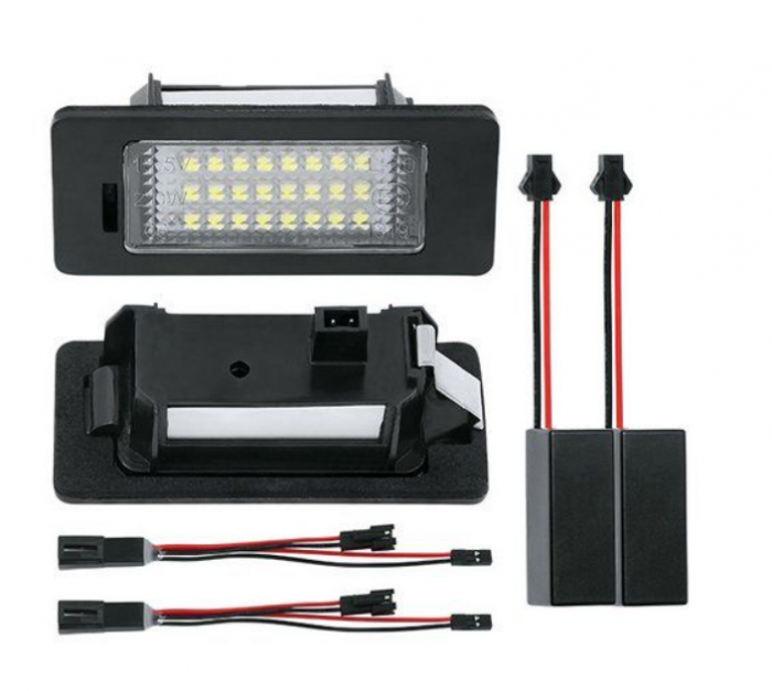 Set 2x Lampi LED numar Audi A1 A6 C7 A7 TT Volkswagen VW Golf 6 Passat B7 Polo 4D Jetta MK6 Touran Touareg Canbus [2]