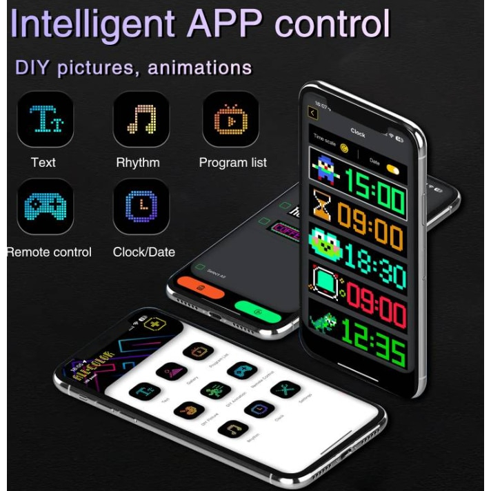 Set 2x Panouri afisaj Matrix LED BZRSH, flexibil, display RGB, 595x120 mm, devil eyes, ochi camion, ceas, mesaje personalizate, control aplicatie si telecomanda, conectare USB [5]