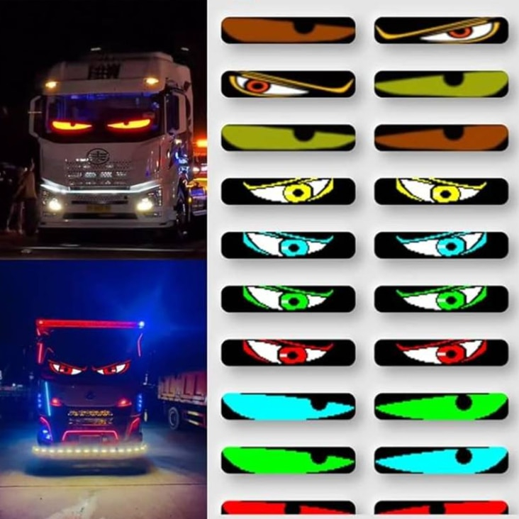 Set 2x Panouri afisaj Matrix LED BZRSH, flexibil, display RGB, 595x120 mm, devil eyes, ochi camion, ceas, mesaje personalizate, control aplicatie si telecomanda, conectare USB [4]