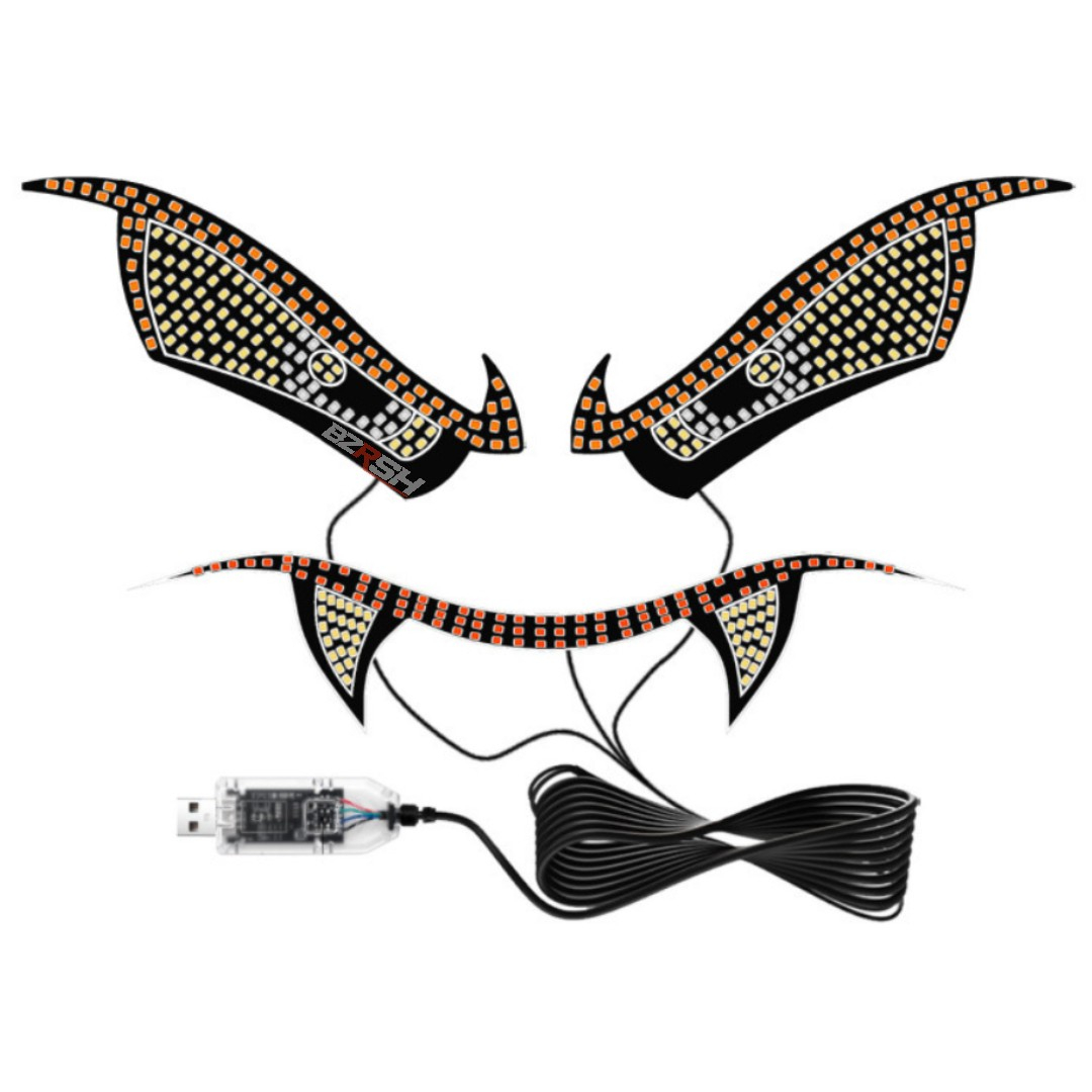 Set 2x Panouri LED Vampire Eye Auto USB, Rosu/Albastru/Galben, 30x12 cm – Ochi Vampir, Kit Tuning IP65 BZRSH [5]