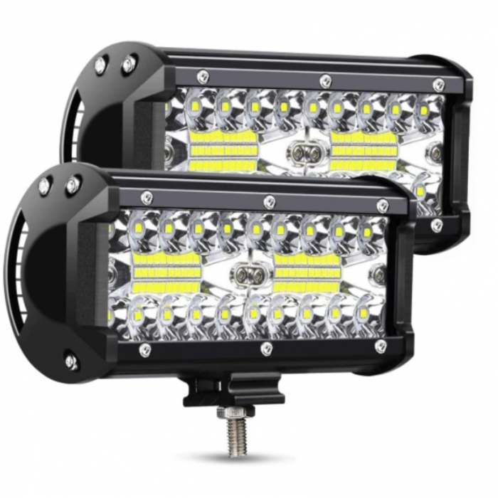 Set 2x Proiectoare LED auto OFF-ROAD 6.5 inch 120W, 12V-24V, 6000K, carcasa aluminiu, 12000Lm, BZRSH [1]