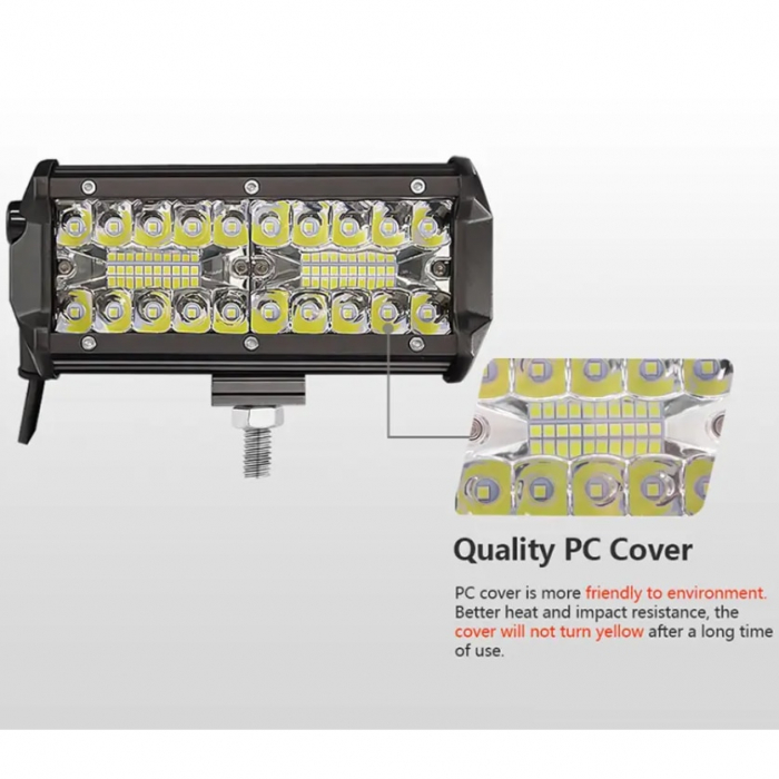 Set 2x Proiectoare LED auto OFF-ROAD 6.5 inch 120W, 12V-24V, 6000K, carcasa aluminiu, 12000Lm, BZRSH [5]