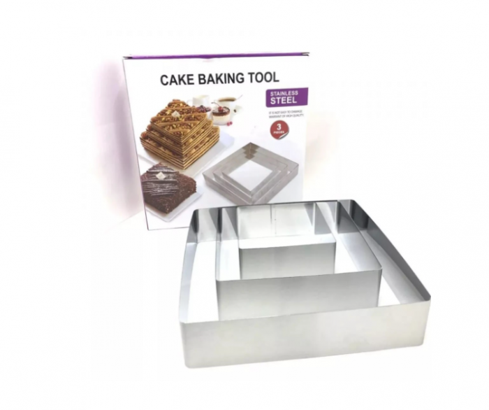Set 3 forme pentru tort supraetajat, model Patrat [2]