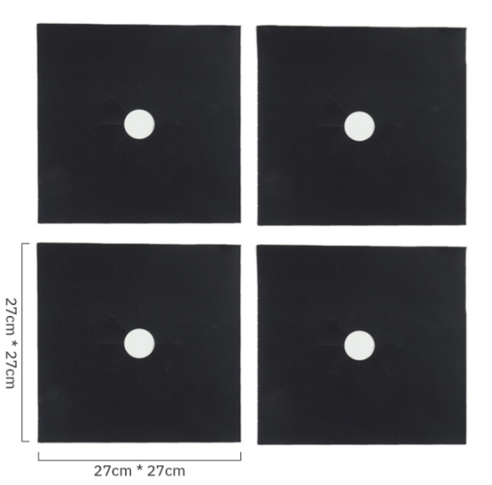 Set 4 folii de protectie aragaz, teflon, lavabile, reutilizabile, Negru/Gri [3]