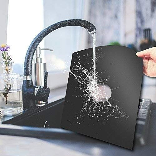Set 4 folii de protectie aragaz, teflon, lavabile, reutilizabile, Negru/Gri [7]