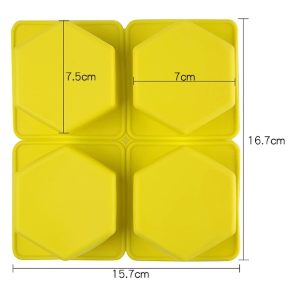Set 4 Forme Silicon Hexagonale Galbene pentru Brioșe, Prăjituri și Proiecte DIY [2]