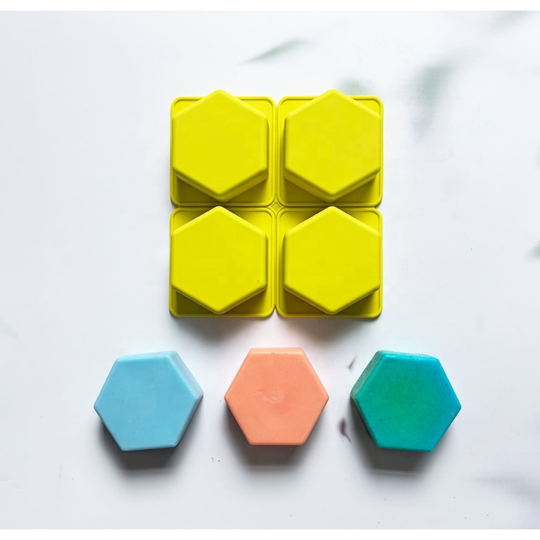Set 4 Forme Silicon Hexagonale Galbene pentru Brioșe, Prăjituri și Proiecte DIY [3]