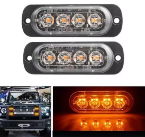 Set 4 Lampi Avertizare LED Galbene 4 LED-uri, Auto, Moto, Utilaje, BZRSH, stroboscop [3]