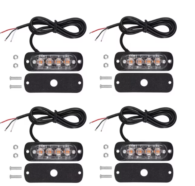 Set 4 Lampi Avertizare LED Galbene 4 LED-uri, Auto, Moto, Utilaje, BZRSH, stroboscop [2]