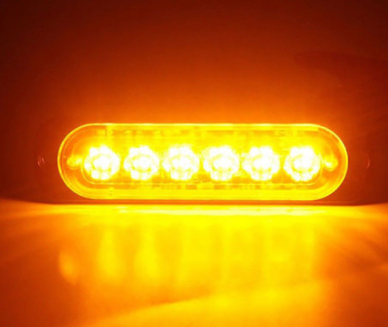 Set 4 Lampi LED de Avertizare BZRSH, 6 LED-uri Galben, Stroboscop, 12 V / 24 V, 112 x 28 mm [6]