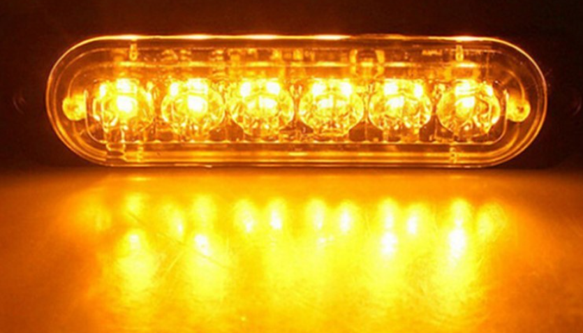 Set 4 Lampi LED de Avertizare BZRSH, 6 LED-uri Galben, Stroboscop, 12 V / 24 V, 112 x 28 mm [4]