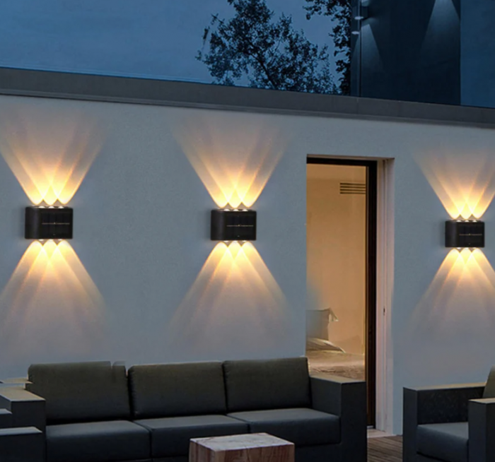 BZRSH Set 4 Lampi Solare Perete 6 LED Iluminare Sus-Jos Alb Cald [6]