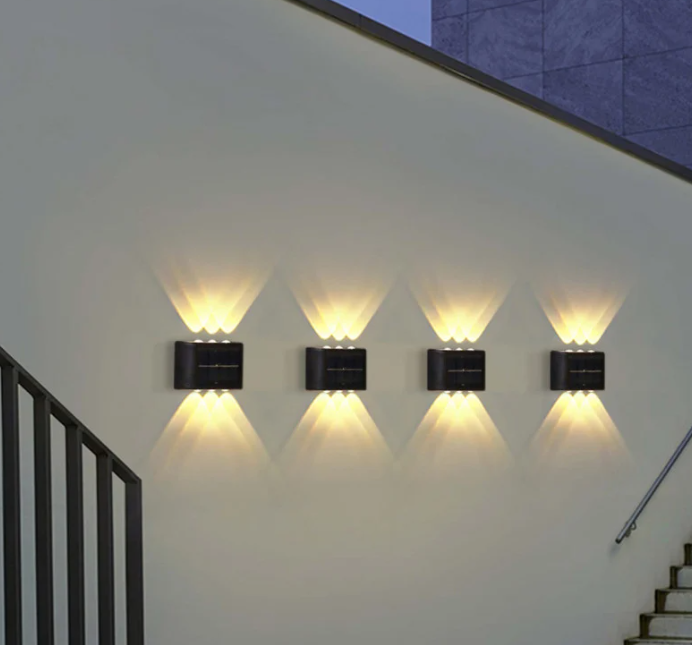 BZRSH Set 4 Lampi Solare Perete 6 LED Iluminare Sus-Jos Alb Cald [4]