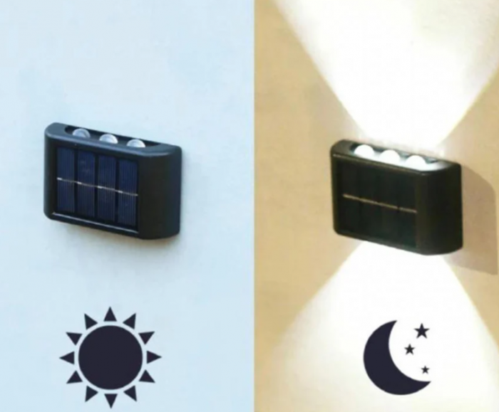 BZRSH Set 4 Lampi Solare Perete 6 LED Iluminare Sus-Jos Alb Cald [3]