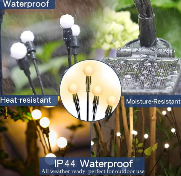 Set 4 Lampi solare LED, 6 bulbi LED, incarcare solara si senzor de amurg, lumina alba calda, BZRSH, 70 cm [6]