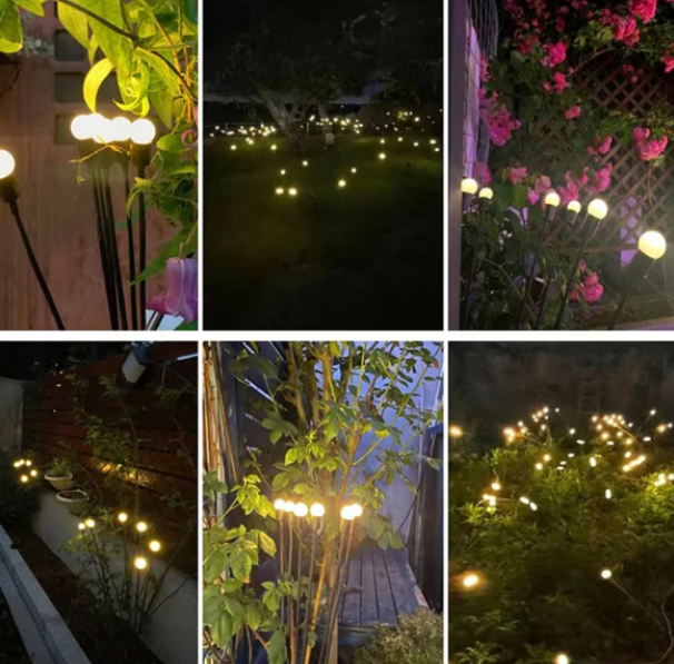 Set 4 Lampi solare LED, 6 bulbi LED, incarcare solara si senzor de amurg, lumina alba calda, BZRSH, 70 cm [3]