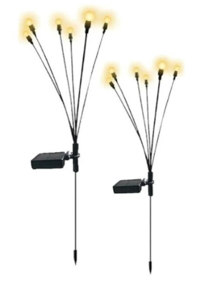 Set 4 Lampi solare LED, 6 bulbi LED, incarcare solara si senzor de amurg, lumina alba calda, BZRSH, 70 cm [2]