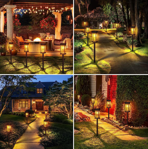 Set 4 lampi solare LED de exterior, 15 lm, 0.3W, 800mAh, Autonomie 12h, Plastic/ABS, IP65, 55cm, Negru [4]