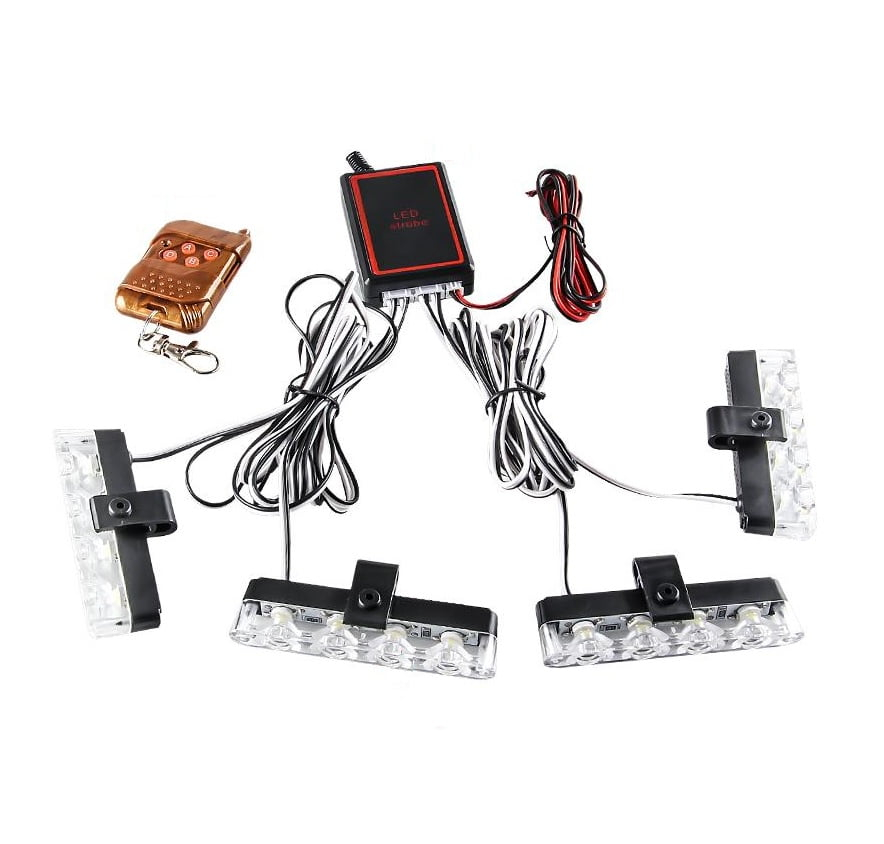Set 4 stroboscoape cu 4 leduri, lumina Galbena si Telecomanda [1]